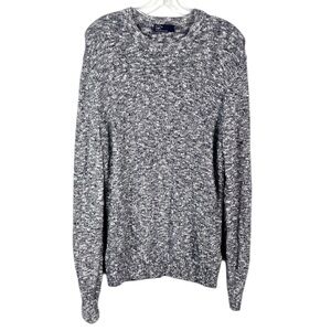 Gap Blue & White Heathered Knit Lightweight Crewneck 100% Cotton Sweater Medium